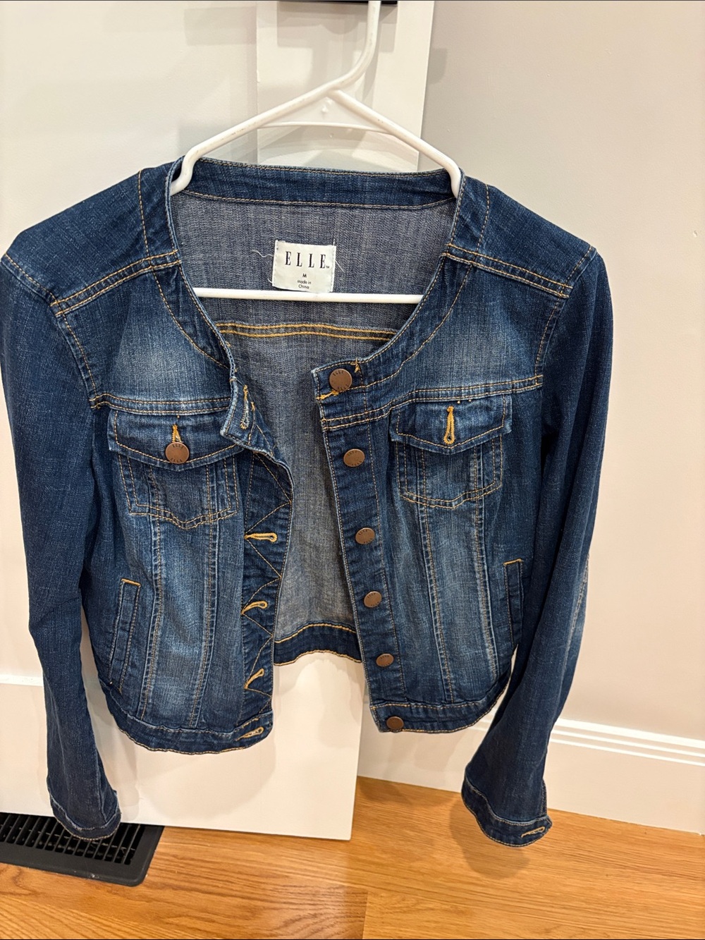 ELLE Classic Blue Denim Jacket with Button Front
